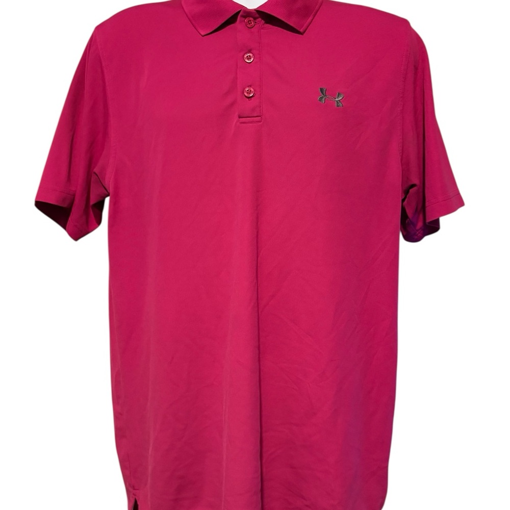 Men’s Under Armour HeatGear Pink Polo Shirt Classic Style Size L